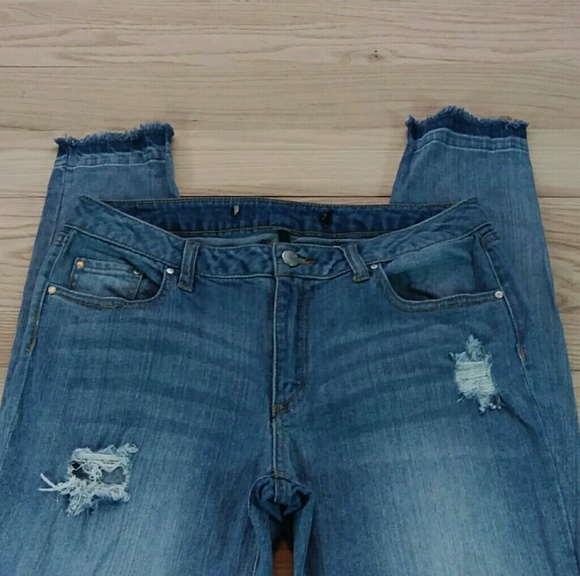 ABS Allen Schwartz Skinny Jeans 29 Frayed Distress - Picture 3 of 8